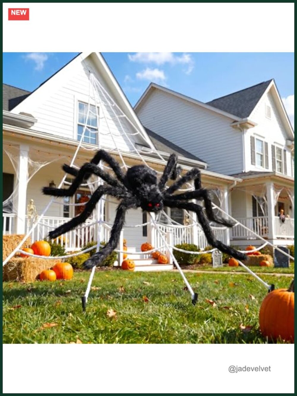 Giant Halloween Spider Web Outdoor Decor with Huge Scary Spider